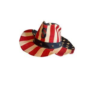 American Flag Cowboy Hat With Star Studded Band Patriotic Design Made In China